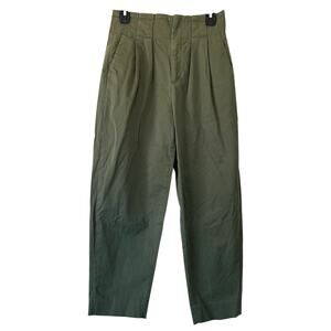 Banana republic chino pleated trousers pants olive green high rise grunge 4